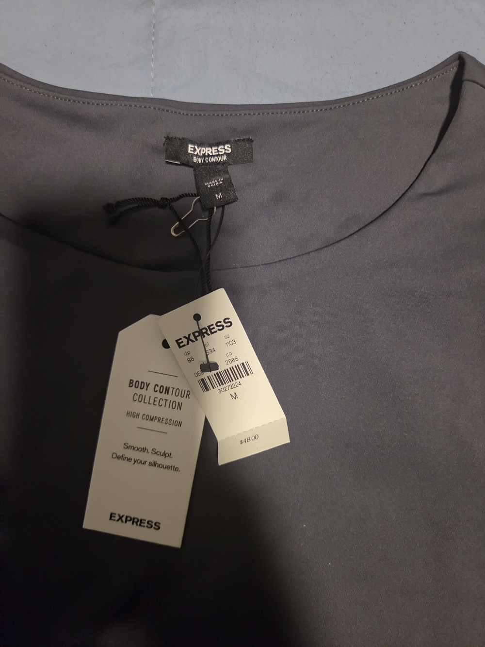 NWT Express Women's Charcoal GREY 90s Crewneck Crop Top